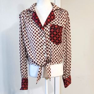 Free People Satin Button Down Satin  blouse